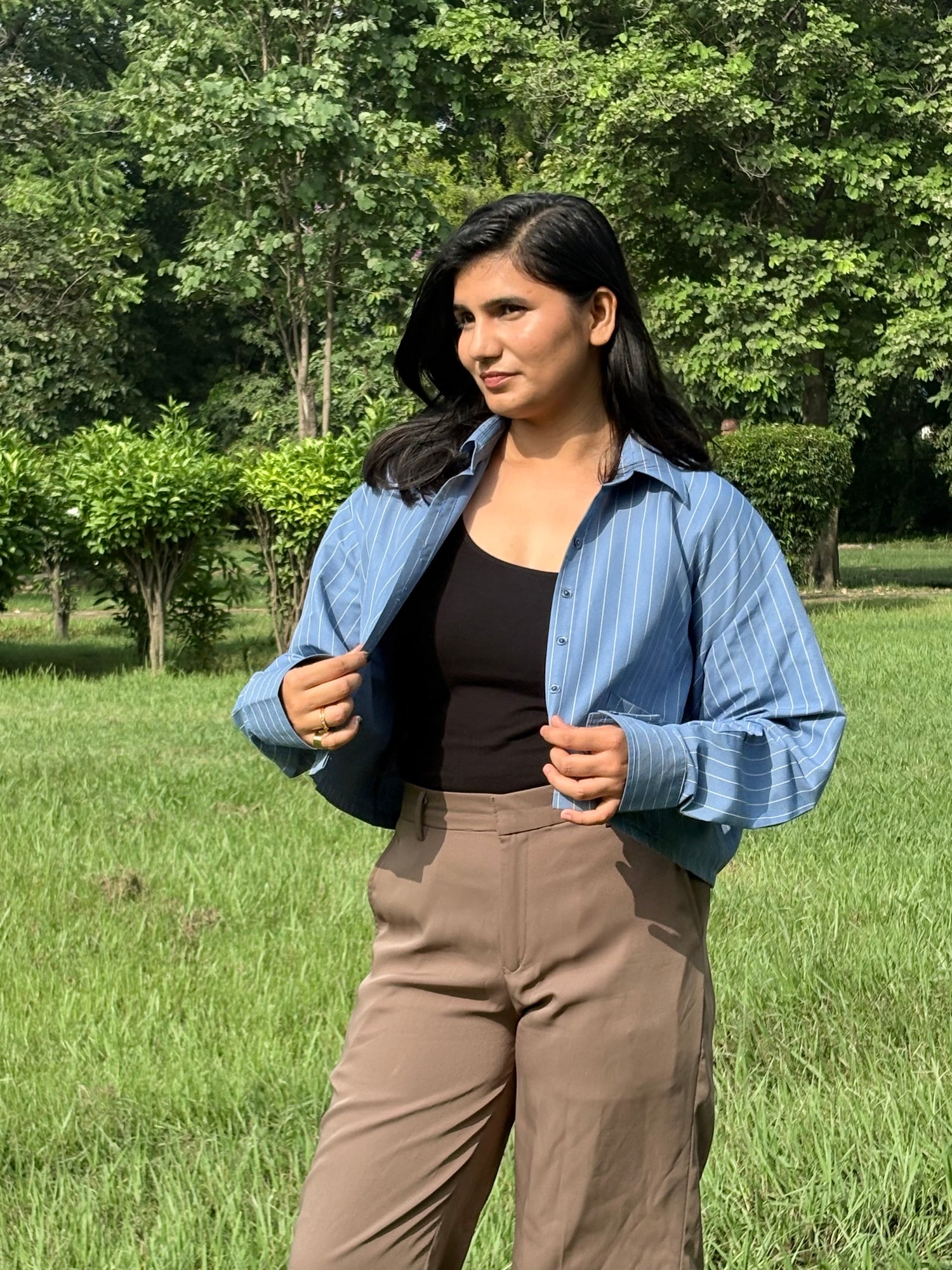 Skyline Stripes Crop Shirt