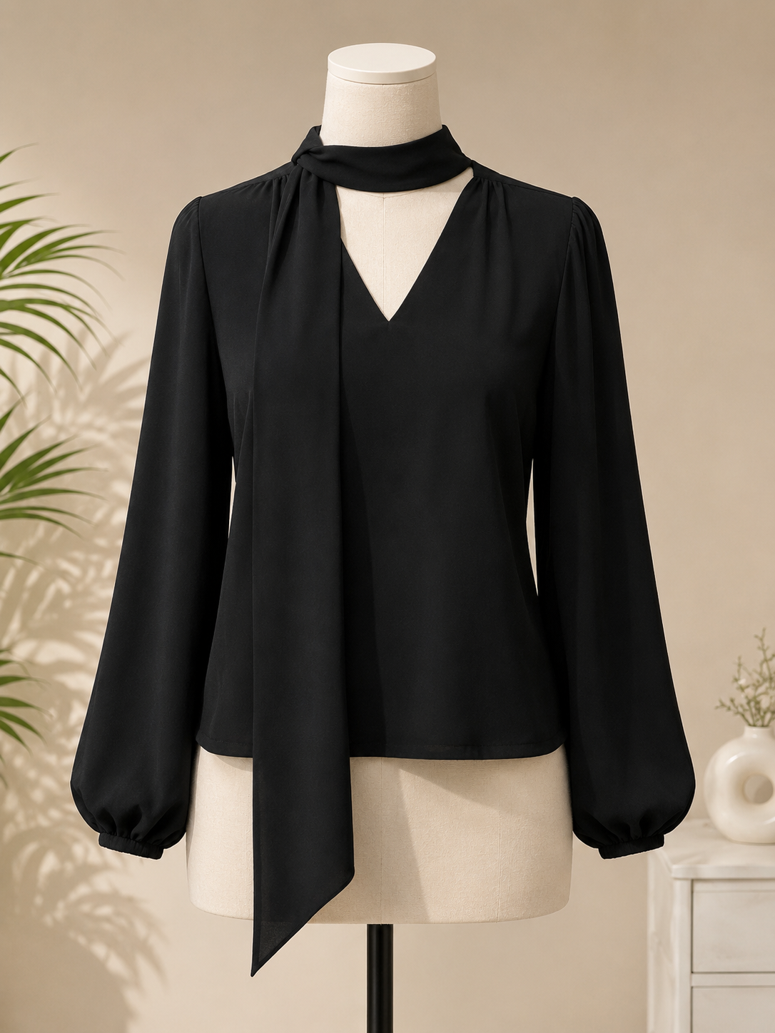 Black Scarf top