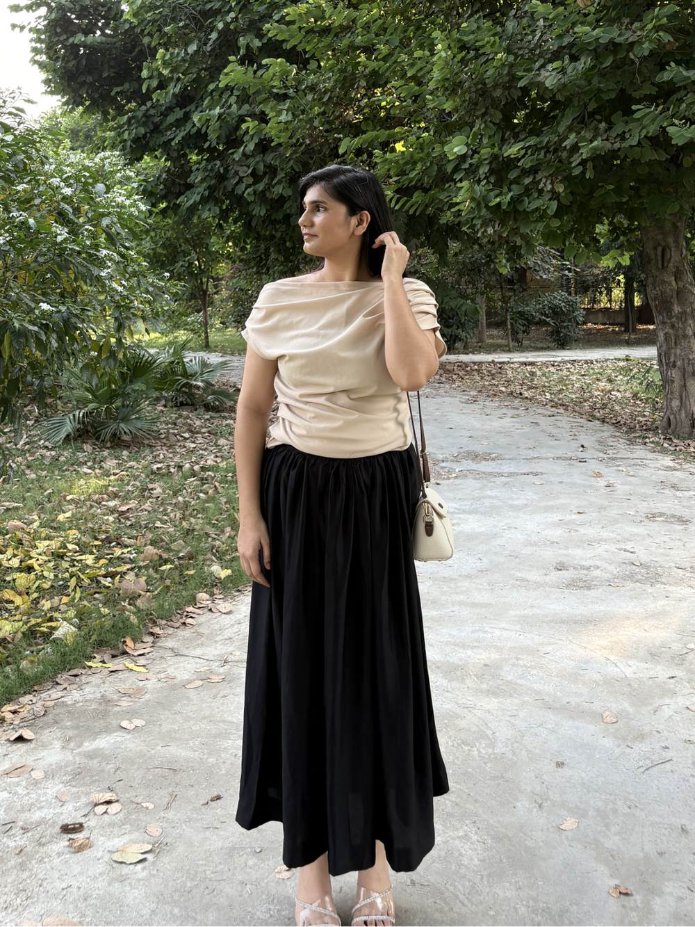 Black Gathered Skirt