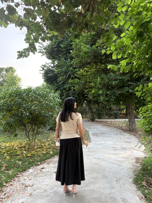 Black Gathered Skirt