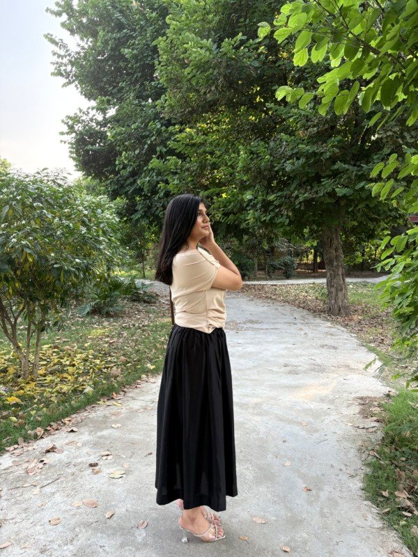 Black Gathered Skirt