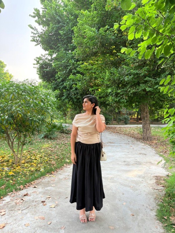 Black Gathered Skirt