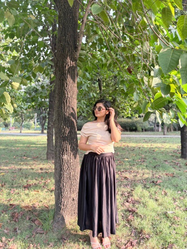 Black Gathered Skirt